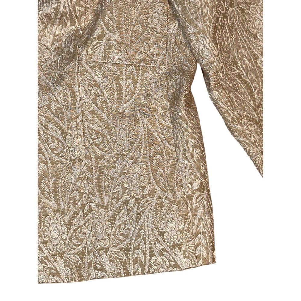 Gold‎ Brocade Paisley Blazer Size 12 Metallic Jacquard Evening Jacket - Picture 5 of 15